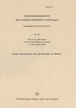 Paperback Einige Untersuchungen Über Das Schneiden Von Blechen [German] Book