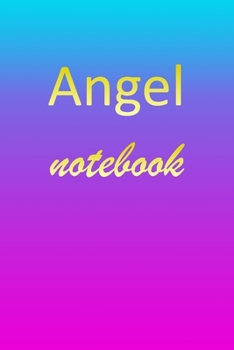 Angel: Blank Notebook | Wide Ruled Lined Paper Notepad | Writing Pad Practice Journal | Custom Personalized First Name Initial A Blue Purple Gold  | ... Homeschool & University Organizer Daybook