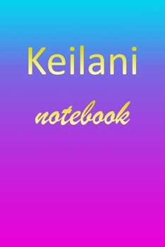 Keilani: Blank Notebook | Wide Ruled Lined Paper Notepad | Writing Pad Practice Journal | Custom Personalized First Name Initial K Blue Purple Gold  | ... Homeschool & University Organizer Daybook