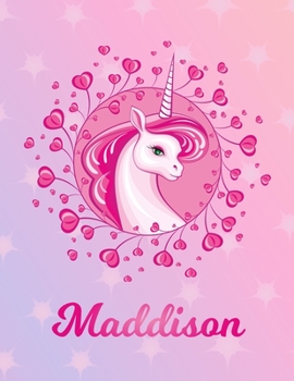 Paperback Maddison: Maddison Magical Unicorn Horse Large Blank Pre-K Primary Draw & Write Storybook Paper - Personalized Letter M Initial Book