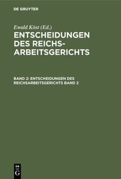 Hardcover Entscheidungen des Reichsarbeitsgerichts [German] Book
