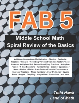 Paperback Fab 5: Middle School Math Basic Skill Spiral Review Book