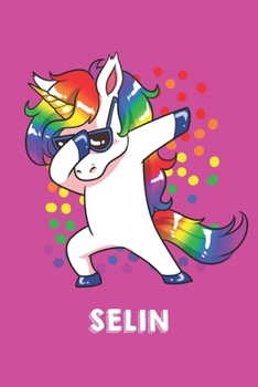 Selin: Personalisiertes Design Notizbuch Einhorn 120 linierte Seiten - Perfekte Geschenkidee f�r die Schuhe oder Weihnachten mit Vornamen DIN A5 (pink)