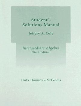 Paperback Intermediate Algebra, Student's Solutions Manual Book