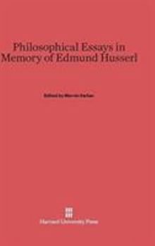Hardcover Philosophical Essays in Memory of Edmund Husserl Book