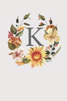 K: Pink Monogram Sketchbook | 110 Sketchbook Pages (6 x 9) | Sunflower Watercolor Monogram Sketch Notebook | Personalized Initial Letter Journal | Monogramed Sketchbook