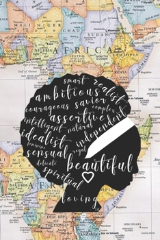 Paperback Woman in Afro on Map: Lined Journal Notebook for Diary Writing, Gratitude Journaling, Note Taking and More Book