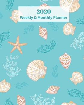 Paperback 2020 Weekly and Monthly Planner: Seashells Starfish Congo Shells with Green background Monthly Calendar with U.S./UK/ Canadian/Christian/Jewish/Muslim Book