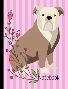 Paperback Notebook: Old English Bulldog Pink School Composition Notebook 100 Pages Wide Ruled Lined Paper Book