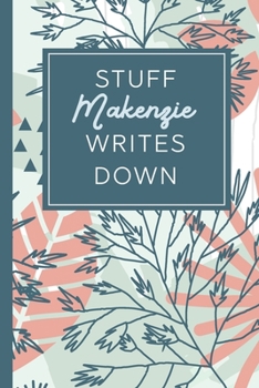 Paperback Stuff Makenzie Writes Down: Personalized Journal / Notebook (6 x 9 inch) STUNNING Tropical Teal and Blush Pink Pattern Book