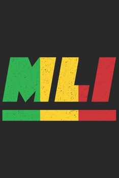 MLI: Mali notebook with lined 120 pages in white. College ruled memo book with the malian flag