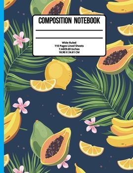 Paperback Composition Notebook Wide Ruled: Flower 100 Pages Book