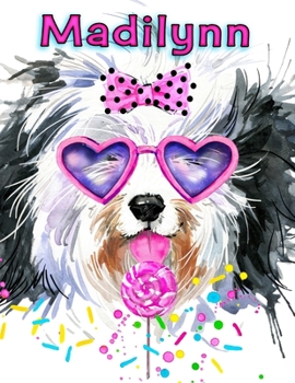 Paperback Madilynn: Personalized Book with Cute Dog Theme that has 105 Lined Pages to Write in and can be used as a Journal or Notebook [Large Print] Book