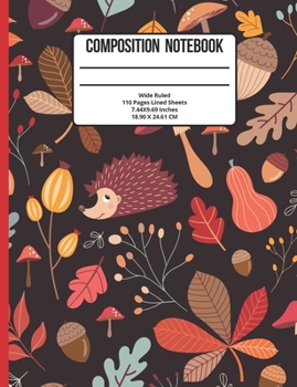 Paperback Composition Notebook Wide Ruled: Hedgehog 110 Pages Book