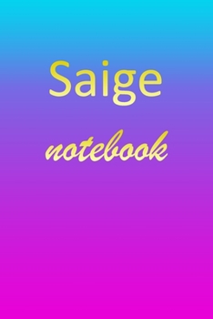 Saige: Blank Notebook | Wide Ruled Lined Paper Notepad | Writing Pad Practice Journal | Custom Personalized First Name Initial S Blue Purple Gold  | ... Homeschool & University Organizer Daybook
