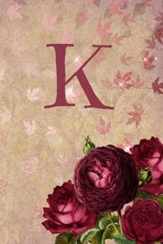 Paperback K: Initial roses floral line notebook jotter Book