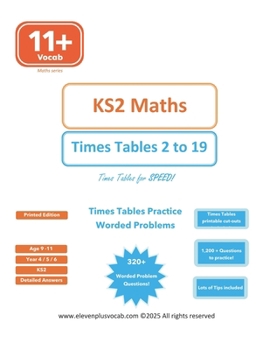 Paperback KS2 / 11+ Maths - Times Table 2 to 19 for speed! Book