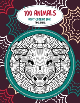 Paperback Adult Coloring Book Thick paper - 100 Animals Book