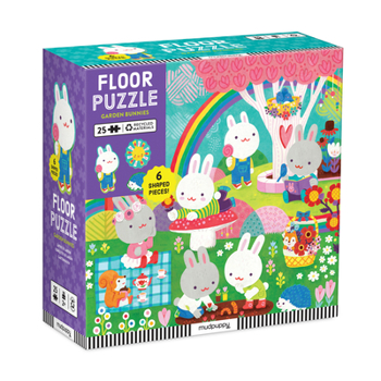 Misc. Garden Bunnies 25 Piece Floor Puzzle with Shaped Pieces Book