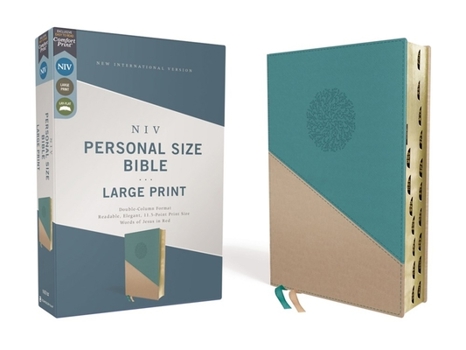 Imitation Leather Niv, Personal Size Bible, Large Print, Leathersoft, Teal/Gold, Red Letter, Thumb Indexed, Comfort Print [Large Print] Book