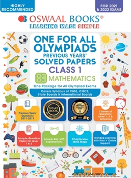 Paperback Oswaal One for All Olympiad Previous Years Solved Papers, Class-1 Mathematics Book (For 2021-22 Exam) Book