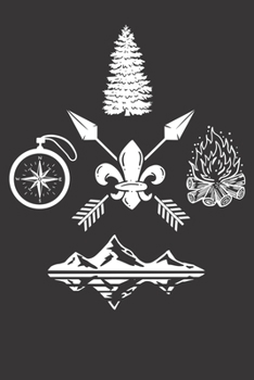 Paperback Notebook: Scout Mountains Kompass Hiking Campfire Camp Forest Dot Grid 6x9 120 Pages Book