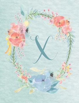Paperback 2020-2022 Calendar - Letter X - Light Blue and Pink Floral Design: 3-Year 8.5"x11" Monthly Calendar/Planner - Personalized with Initials. Book