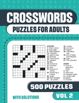 Paperback Crosswords Puzzles for Adults: Crossword Book with 500 Puzzles for Adults. Seniors and all Puzzle Book Fans - Vol 2 Book