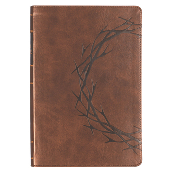 KJV Bible Giant Print Full-Size Faux Leather, Crown of Thorns/Amazing Grace, Brown