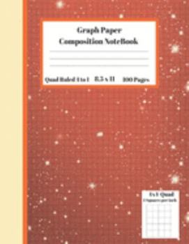 Paperback Graph Composition Notebook 4 Squares per inch 4x4 Quad Ruled 4 to 1 / 8.5 x 11 100 Sheets: Cute Red Cover Beige stripe Gift Notepad/Grid Squared Paper Book