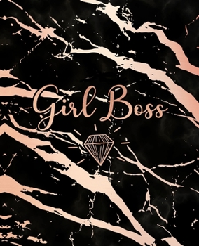 Girl Boss: Inspirational Quote Notebook, Elegant Black Marble and Rose Gold | 7.5 x 9.25, 120 Wide Ruled Pages