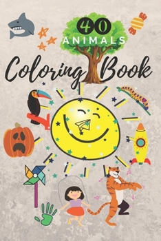 Paperback 40 Animals: Coloring Book For kids, Notebook cover, journal 6x9 inches with 40 Pages Book