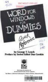 Paperback Word for Windows for Dummies: Quick Reference Book