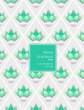 Maths Grid Book: 4 squares per inch Quad size graph paper grid book for students or Mathematician | Notebook for simple to advanced fractions and calculations | Cute green blue flower pattern