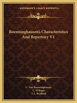 Paperback Boenninghausen's Characteristics And Repertory V1 Book