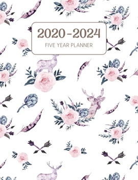 2020-2024 Five Year Planner: Monthly Agenda & Schedule with US Holidays - 60 Months or 5 Years - Boho Floral Deer With Arrows (Appointment Diary With Todo List & Notes)