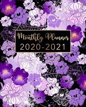 Paperback 2020-2021 Monthly Planner: Floral Gold Design - Two Year Monthly Planner from January 2020 to December 2021 Calendar - 24 Months with US Holidays Book