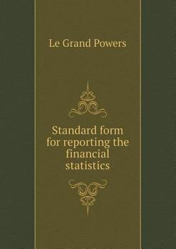 Paperback Standard form for reporting the financial statistics Book