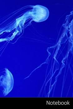 Notebook: Bleu, Neon, Méduse, Eau Carnet / Journal / Livre d'écriture / Calepin / Agenda / Notes - 6 x 9 pouces (15,24 x 22,86 cm), 150 pages, surface brillante.