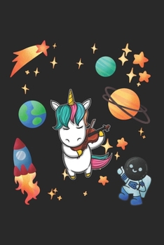Universe Violine Music Unicorn Notebook: Graph Paper 1cm Journal 6x9 - 120 Pages