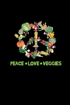Notizbuch: Vegetarier Veganer Gem�se Peace Lustig Geschenk 120 Seiten, 6X9 (Ca. A5), Karomuster