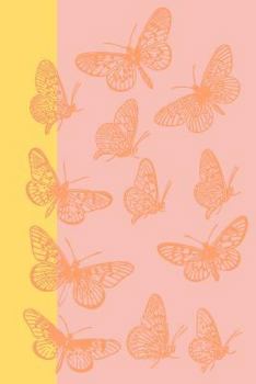 Paperback Wide Ruled Notebook: Cute Butterflies Illustration Paperback Cover in Pretty Pink and Orange Book