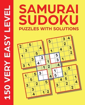 Paperback Samurai Sudoku Puzzles with Solutions: 150 Very Easy Level Book