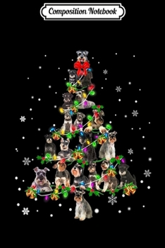 Paperback Composition Notebook: Cute Schnauzer dog Christmas Tree gift decor Xmas tree Journal/Notebook Blank Lined Ruled 6x9 100 Pages Book