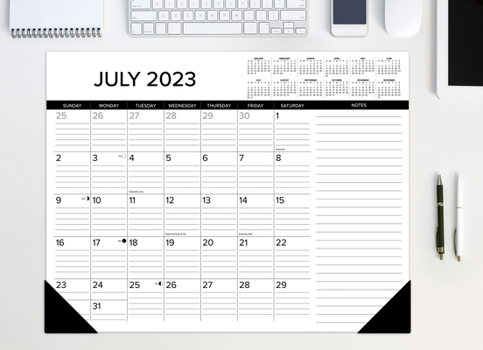 Calendar Black & White 22 X 17 Large Monthly Deskpad Calendar Book
