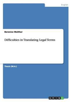 Paperback Difficulties in Translating Legal Terms Book