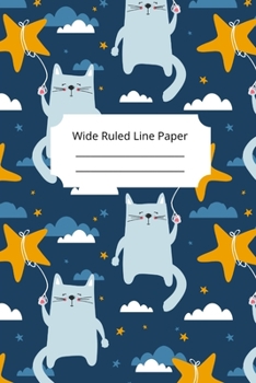 Paperback Sleep Cat Theme Wide Ruled Line Paper Book