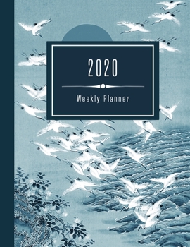 2020 Planner: Blue Crane Bird Large Monthly Weekly Organizer with Notes Section + 45 Dot Grid Pages, To Do List 8.5x11 - Modern Calendar Jan - Dec A4 - Japanese Art Schedule Notebook Journal Almanac