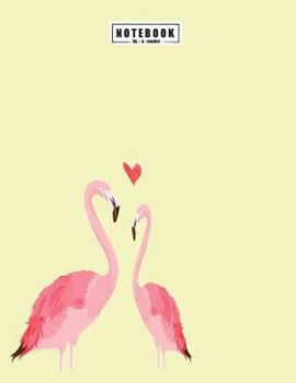 Notebook by a madoo: Flamingo in love on yellow cover and Dot Graph Line Sketch pages, Extra large (8.5 x 11) inches, 110 pages, White paper, Sketch, ... Paint