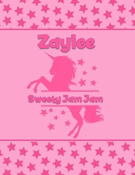 Paperback Zaylee Sweety Jam Jam: Personalized Draw & Write Book with Her Unicorn Name - Word/Vocabulary List Included for Story Writing Book